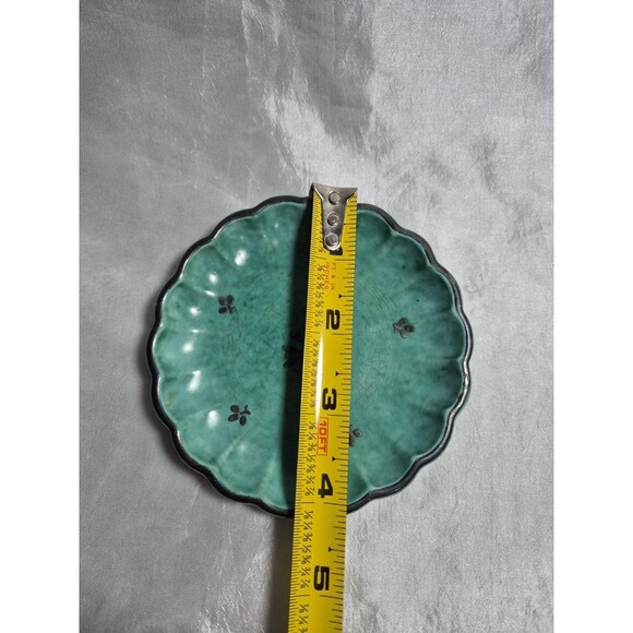 VTG Gustavsberg Sweden Argenta Art Pottery Scallop Edge Dish Silver Detail #939 - Picture 14 of 15